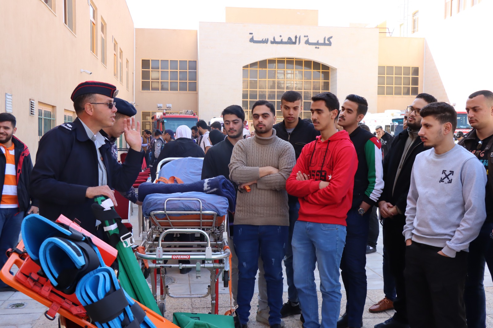 Civil Defense exhibition at Al-Hussein Bin Talal University.